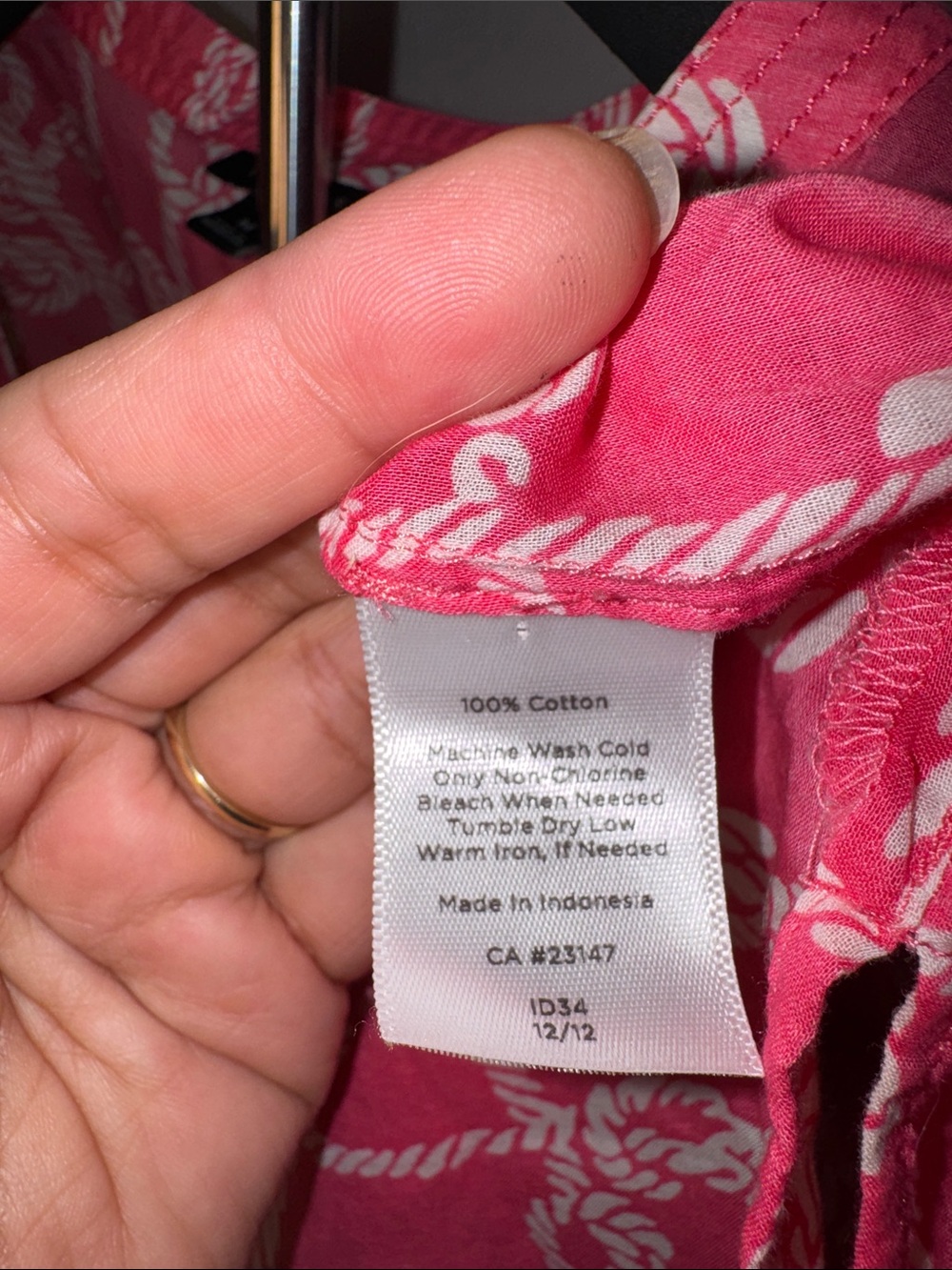 Talbots Pink Rope-Print V-Neck Tunic - Picture 4 of 6